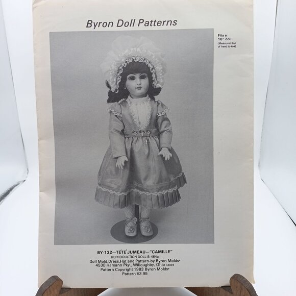UNCUT Vintage Byron Doll Patterns, TeTe Jumeau Camille BY-132, Dress Underblouse - Picture 1 of 1